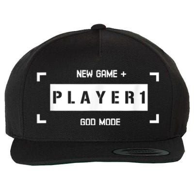 Player 1 God Mode New Game Plus Cool Gamer Wool Snapback Cap