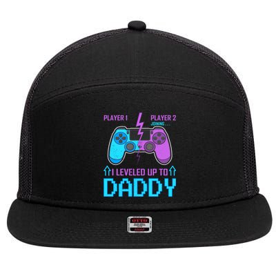 Player 1 Player 2 Joining I Leveled Up To Daddy Gaming Dad Funny Gift 7 Panel Mesh Trucker Snapback Hat