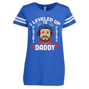 Player 1 Player 2 Joining I Leveled Up To Daddy Gaming Dad Funny Gift Enza Ladies Jersey Football T-Shirt