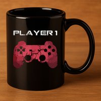 Player 1 Player 2 Gamer Gaming Matching Dad Son Couple 11oz C Handle Ceramic Mug