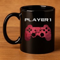 Player 1 Player 2 Gamer Gaming Matching Dad Son Couple 11oz C Handle Ceramic Mug