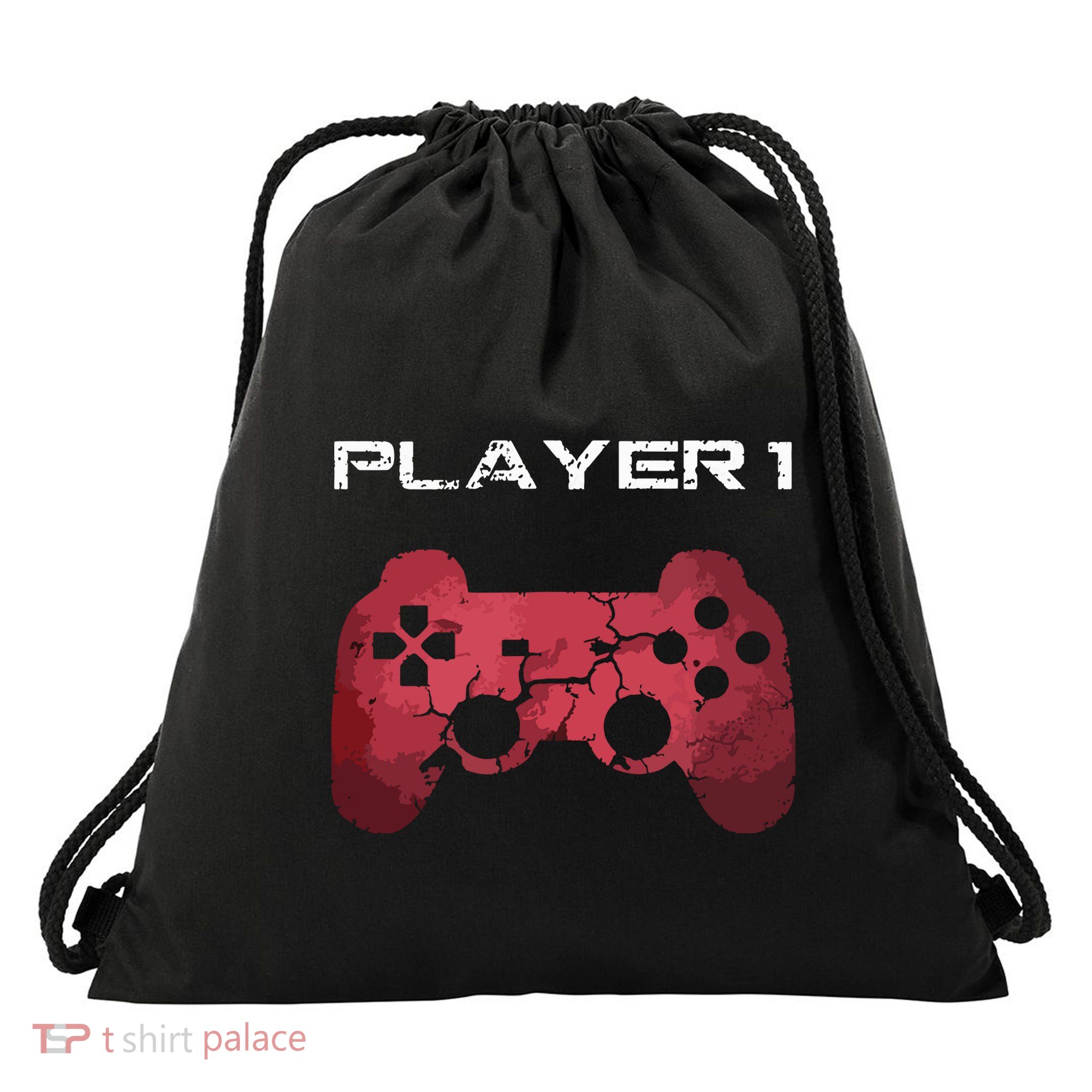 Player 1 Player 2 Gamer Gaming Matching Dad Son Couple Drawstring Bag