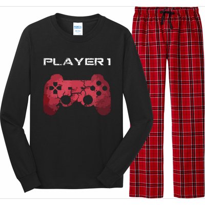 Player 1 Player 2 Gamer Gaming Matching Dad Son Couple Long Sleeve Pajama Set