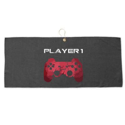 Player 1 Player 2 Gamer Gaming Matching Dad Son Couple Large Microfiber Waffle Golf Towel