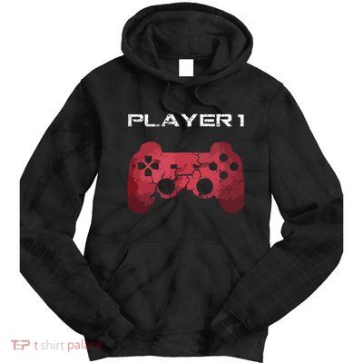 Player 1 Player 2 Gamer Gaming Matching Dad Son Couple Tie Dye Hoodie