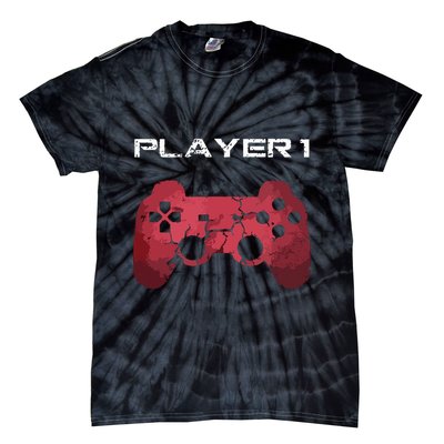 Player 1 Player 2 Gamer Gaming Matching Dad Son Couple Tie-Dye T-Shirt