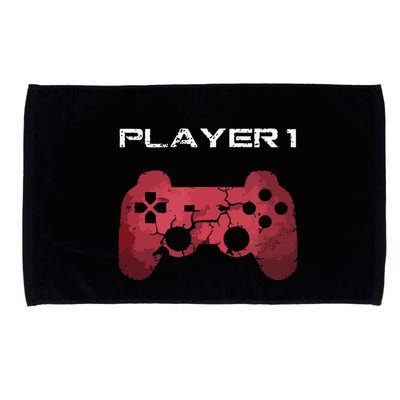 Player 1 Player 2 Gamer Gaming Matching Dad Son Couple Microfiber Hand Towel