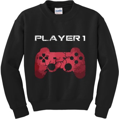 Player 1 Player 2 Gamer Gaming Matching Dad Son Couple Kids Sweatshirt