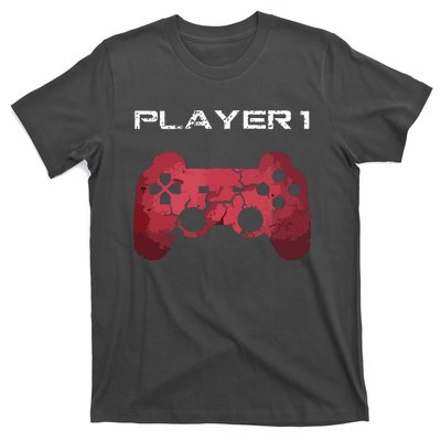 Player 1 Player 2 Gamer Gaming Matching Dad Son Couple T-Shirt