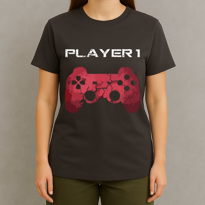 Player 1 Player 2 Gamer Gaming Matching Dad Son Couple T-Shirt