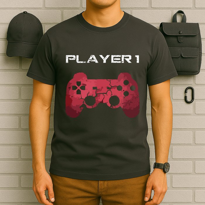 Player 1 Player 2 Gamer Gaming Matching Dad Son Couple T-Shirt