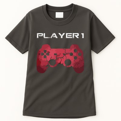Player 1 Player 2 Gamer Gaming Matching Dad Son Couple Tall T-Shirt