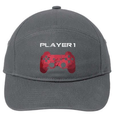 Player 1 Player 2 Gamer Gaming Matching Dad Son Couple 7-Panel Snapback Hat