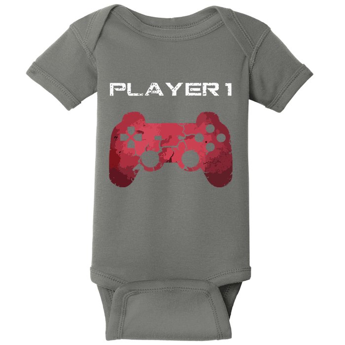 Player 1 Player 2 Gamer Gaming Matching Dad Son Couple Baby Bodysuit