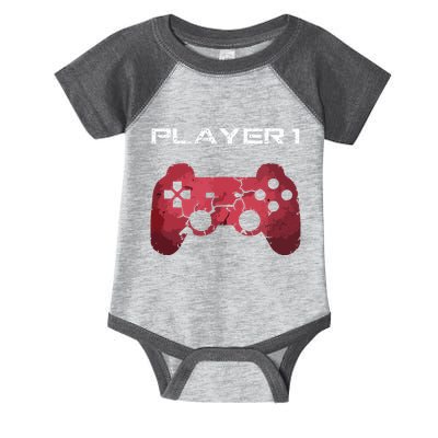 Player 1 Player 2 Gamer Gaming Matching Dad Son Couple Infant Baby Jersey Bodysuit