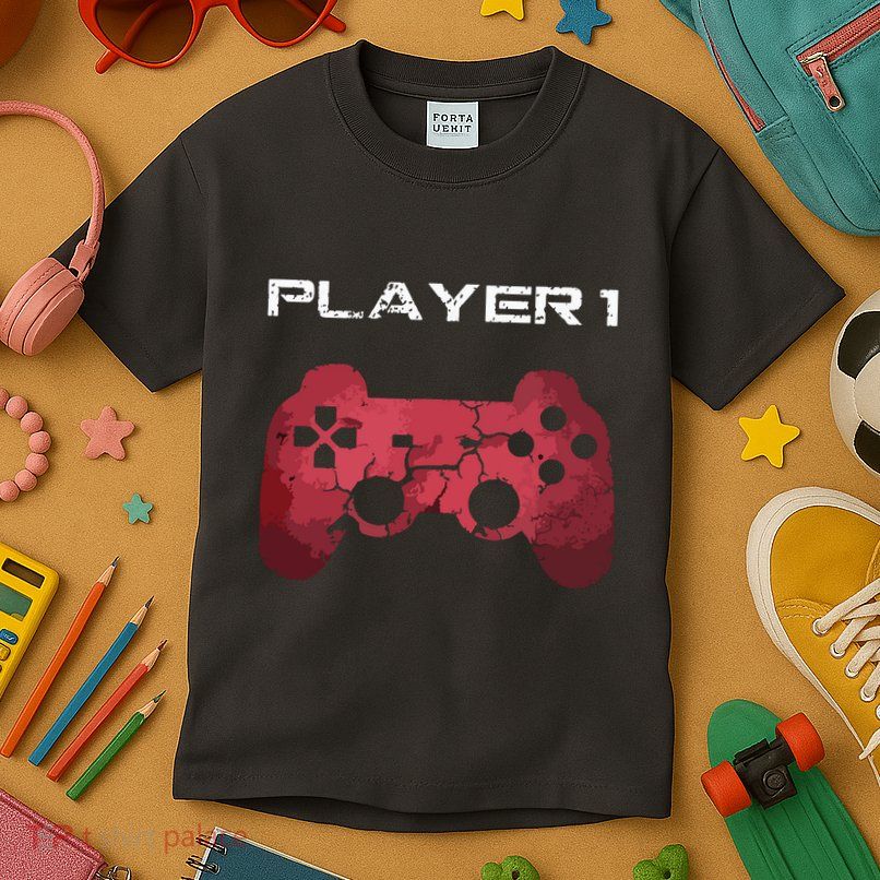 Player 1 Player 2 Gamer Gaming Matching Dad Son Couple Kids T-Shirt