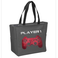 Player 1 Player 2 Gamer Gaming Matching Dad Son Couple Zip Tote Bag