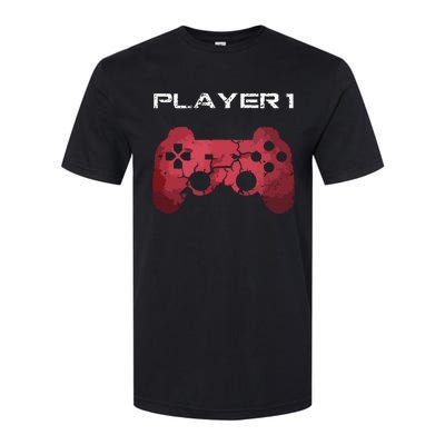 Player 1 Player 2 Gamer Gaming Matching Dad Son Couple Softstyle CVC T-Shirt