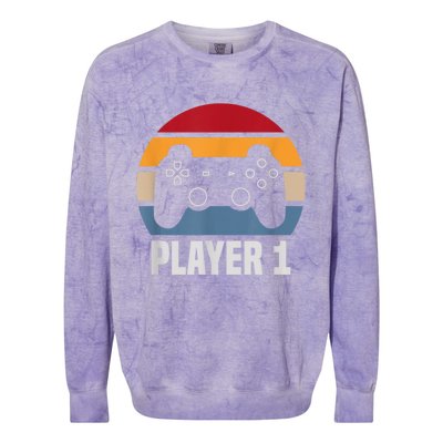 Player 1 Player 2 Couple Matching Video Gamer Colorblast Crewneck Sweatshirt