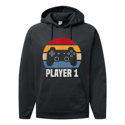 Player 1 Player 2 Couple Matching Video Gamer Performance Fleece Hoodie