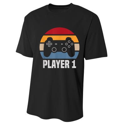 Player 1 Player 2 Couple Matching Video Gamer Performance Sprint T-Shirt