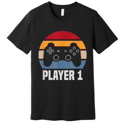 Player 1 Player 2 Couple Matching Video Gamer Premium T-Shirt