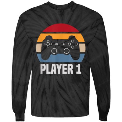 Player 1 Player 2 Couple Matching Video Gamer Tie-Dye Long Sleeve Shirt