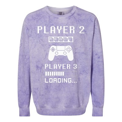 Player 1 Player 2 ready player 3 loading... pregnancy ps Colorblast Crewneck Sweatshirt