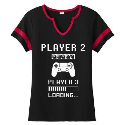 Player 1 Player 2 ready player 3 loading... pregnancy ps Ladies Halftime Notch Neck Tee