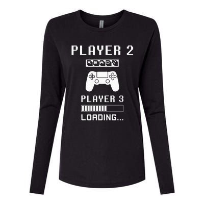 Player 1 Player 2 ready player 3 loading... pregnancy ps Womens Cotton Relaxed Long Sleeve T-Shirt