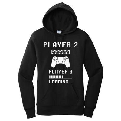 Player 1 Player 2 ready player 3 loading... pregnancy ps Women's Pullover Hoodie