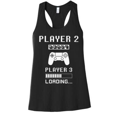 Player 1 Player 2 ready player 3 loading... pregnancy ps Women's Racerback Tank