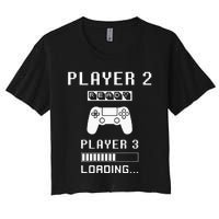 Player 1 Player 2 ready player 3 loading... pregnancy ps Women's Crop Top Tee