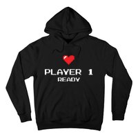 Player 1 Ready Retro Gaming New Dad Baby Announcement Hoodie