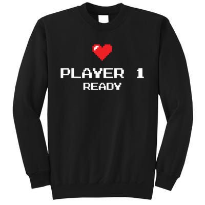 Player 1 Ready Retro Gaming New Dad Baby Announcement Sweatshirt