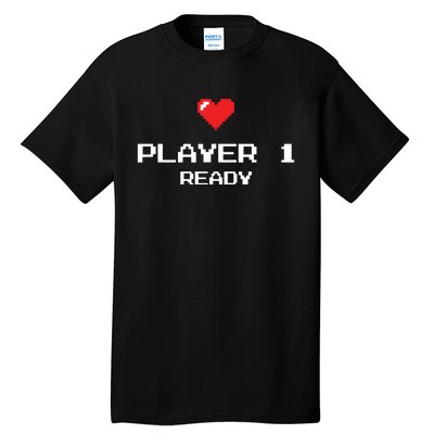 Player 1 Ready Retro Gaming New Dad Baby Announcement Tall T-Shirt