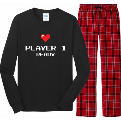 Player 1 Ready Retro Gaming New Dad Baby Announcement Long Sleeve Pajama Set