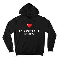 Player 1 Ready Retro Gaming New Dad Baby Announcement Tall Hoodie