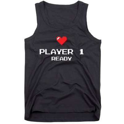 Player 1 Ready Retro Gaming New Dad Baby Announcement Tank Top