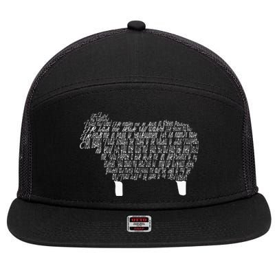 Psalm 23 Bible Scripture Lamb 7 Panel Mesh Trucker Snapback Hat