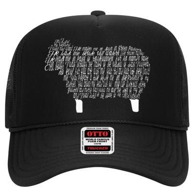 Psalm 23 Bible Scripture Lamb High Crown Mesh Back Trucker Hat