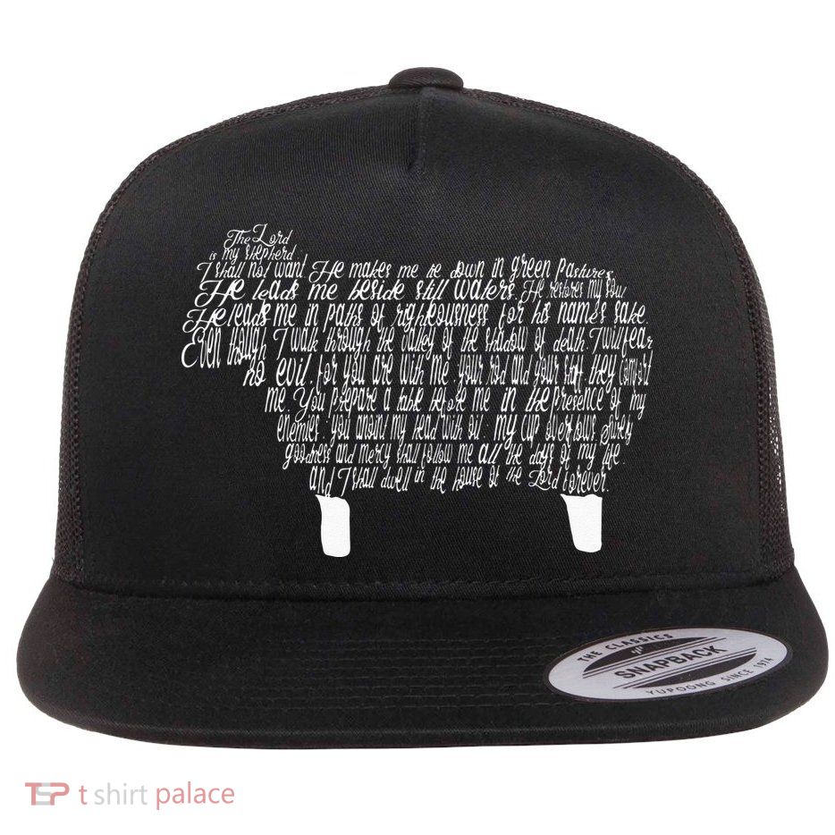 Psalm 23 Bible Scripture Lamb Flat Bill Trucker Hat