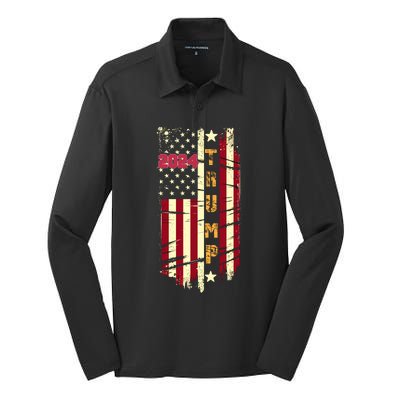 Patriotic 2024 Election Theme Silk Touch Performance Long Sleeve Polo