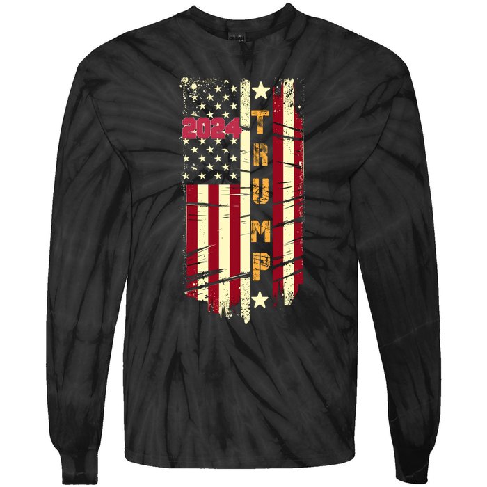 Patriotic 2024 Election Theme Tie-Dye Long Sleeve Shirt