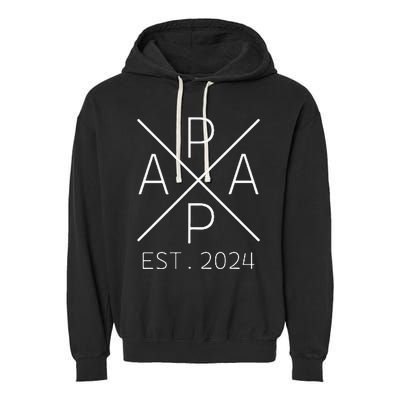 Papa 2024 Father To Be 2024 Proud Papa 2024 Garment-Dyed Fleece Hoodie