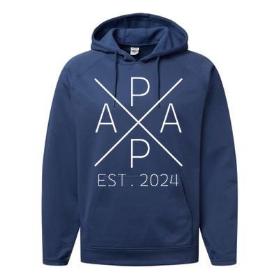 Papa 2024 Father To Be 2024 Proud Papa 2024 Performance Fleece Hoodie