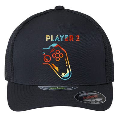 Player 2 Funny Video Game Lover Joystick Retro Matching Gamer Couple Flexfit Unipanel Trucker Cap