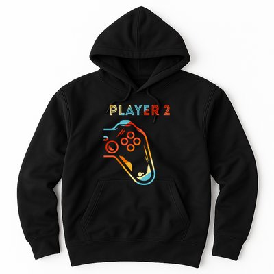 Player 2 Funny Video Game Lover Joystick Retro Matching Gamer Couple Hoodie