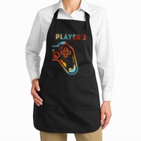 Player 2 Funny Video Game Lover Joystick Retro Matching Gamer Couple Apron