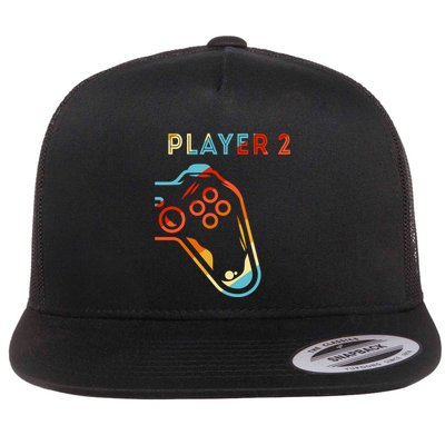 Player 2 Funny Video Game Lover Joystick Retro Matching Gamer Couple Flatbill Hat